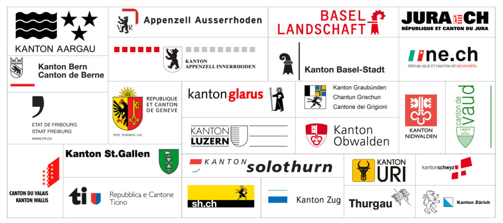 Logos aller Kantone in der Schweiz